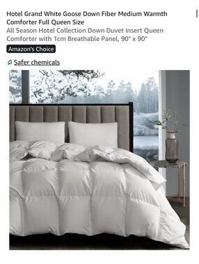 Hotel Grand White Goose Down Fiber Comforter All Seasons Full/Queen Size 90x90